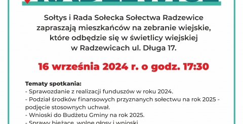 Zebranie wiejskie sołectwa Radzewice