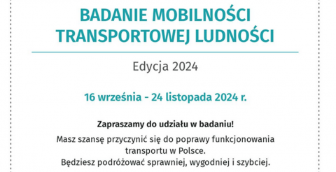 Od 16 września do 24 listopada na terenie całego kraju realizowane jest badanie mobilności transportowej ludności BMTL.