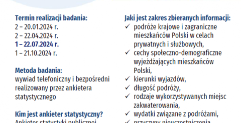 Od 1 do 21 października na terenie naszej gminy odbędzie się badanie Uczestnictwo mieszkańców Polski (rezydentów) w podróżach.