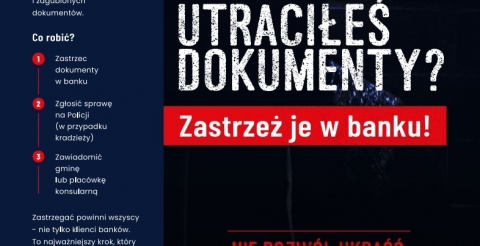 Utraciłeś dokumenty? Zastrzeż je w banku!