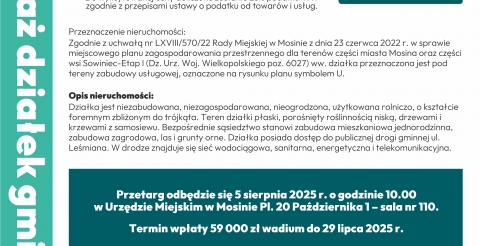 Działka na sprzedaż przy ul. Leśmiana w Mosinie