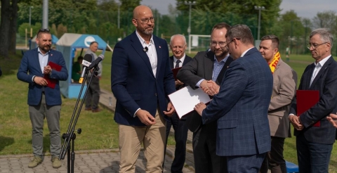 Spotkanie z Ministrem Sportu i Turystyki Jakubem Rutnickim w Mosinie. 