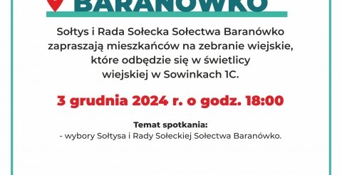 Wybory Sołtysa i Rady Sołeckiej Sołectwa Baranówko