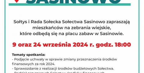 Zebrania wiejskie sołectwa Sasinowo