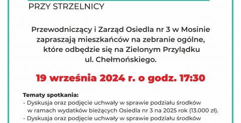 Zebranie mieszkańców Osiedla nr 3 „Przy Strzelnicy" w Mosinie