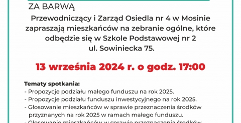 Zebranie mieszkańców Osiedla nr 4 ,,Za Barwą"