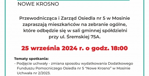 Zebranie mieszkańców Osiedla nr 5 "Nowe Krosno"
