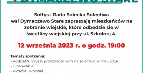 Zebranie mieszkańców Sołectwa Dymaczewo Stare