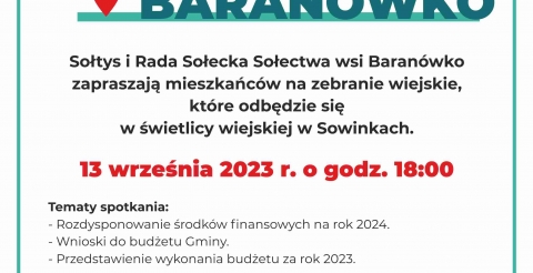 Zebranie wiejskie dla mieszkańców Baranówka