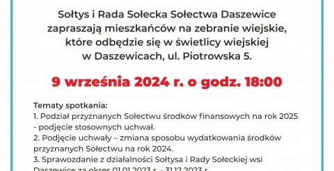 Zebranie wiejskie Sołectwa Daszewice
