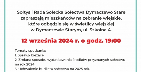 Zebranie wiejskie Sołectwa Dymaczewo Stare