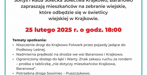 Zebranie wiejskie Sołectwa Krajkowo, Baranowo