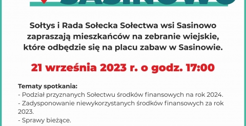 Zebranie Wiejskie Sołectwa Sasinowo
