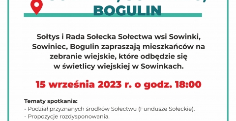 Zebranie wiejskie Sowinki, Sowiniec, Bogulin