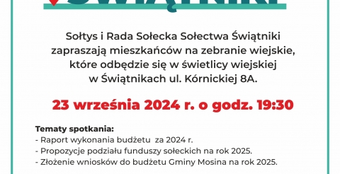 Zebranie wiejskie sołectwa Świątniki